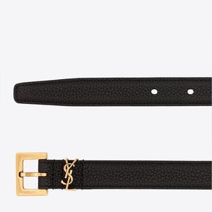 YSL CASSANDRE THIN BELT WITH SQUARE BUCKLE IN GRAINED LEATHER - 75